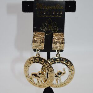 Gold Elephant Hoop Earrings
